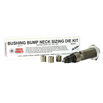 Forster Bushing Bump Neck Sizer Die 223 Remington con 3 bushings