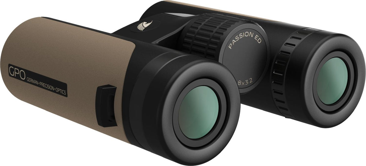 GPO Passion ED 8x32 sabbia, vista degli obiettivi da 32 mm