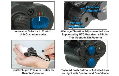 UTG Torcia LED 120 Lumen Compatta + Laser Rosso
