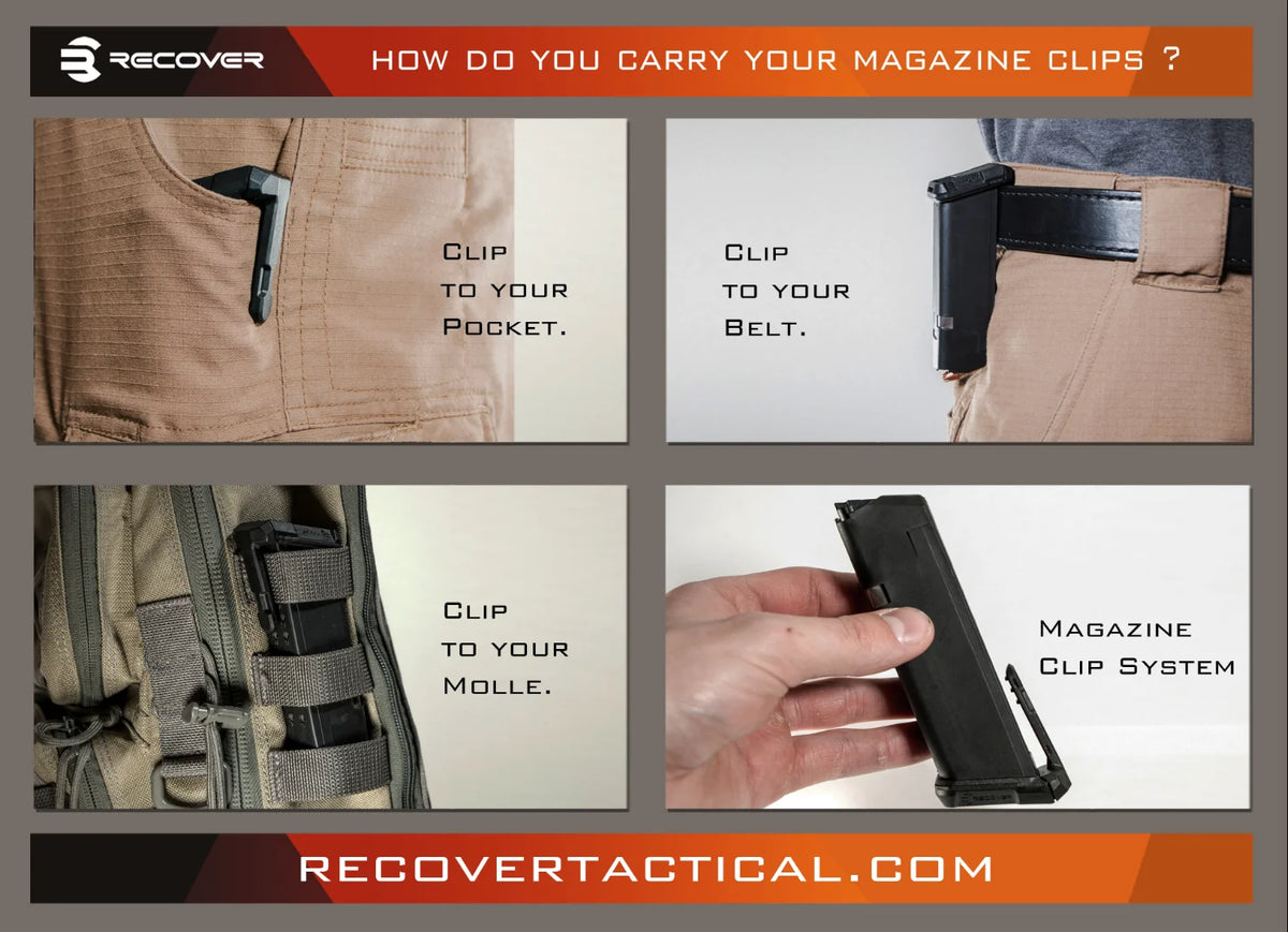 Recover Tactical MC17 clip porta caricatore per Glock 17, opzioni di trasporto