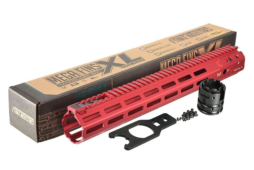 Handguard Strike Industries Megafins XL M-LOK 15" rosso per AR-15