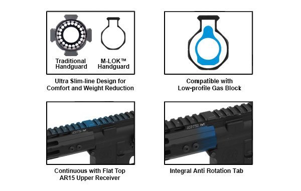 Paramano free float UTG PRO Super Slim M-LOK 17 pollici per AR15 nero, vista 3