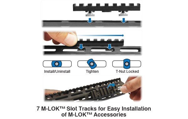Paramano free float UTG PRO Super Slim M-LOK 17 pollici per AR15 nero, vista 7