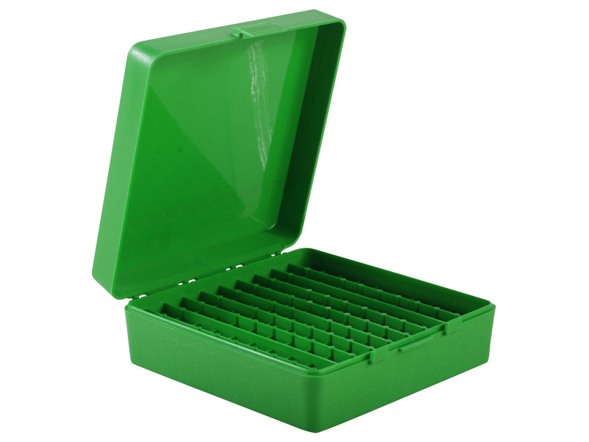 MTM Flip-Top Box 41 Remington Magnum, 44 Remington Magnum, 45 Long Colt - 100 Colpi Con Cerniera - Verde