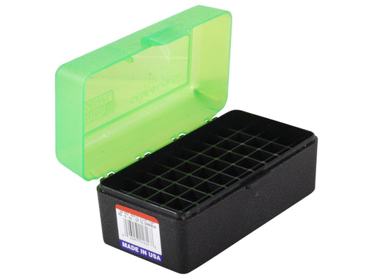 MTM Flip-Top Box 7.62X39 Russian, 22-250 Remington, 250 Savage, 35 Remington - 50 Colpi Con Cerniera - BK/GREEN
