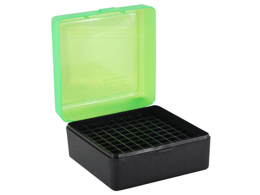 MTM Flip-Top Ammo Box 22-250 Remington, 243 Winchester, 308 Winchester - 100 Colpi Con Cerniera - BK/GREEN