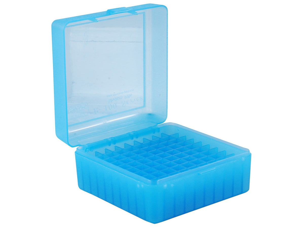 MTM Flip-Top Ammo Box 22-250 Remington, 243 Winchester, 308 Winchester - 100 Colpi Con Cerniera - Blu