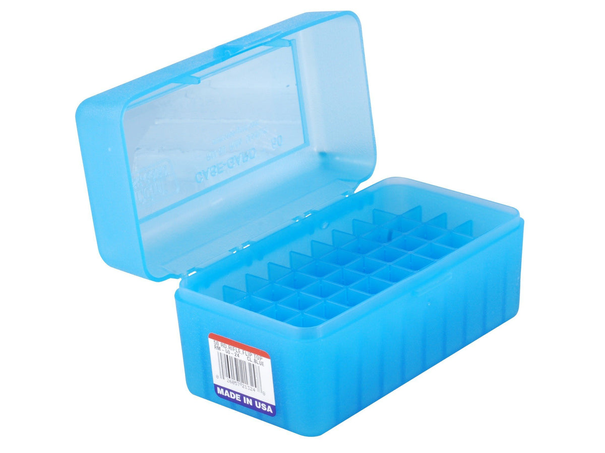 MTM Flip-Top Box 22-250 Remington, 243 Winchester, 308 Winchester - 50 Colpi - Blu