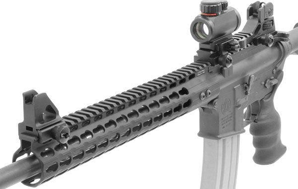 Paramano free float UTG PRO Super Slim KeyMod 13 pollici per AR15 nero, vista 2