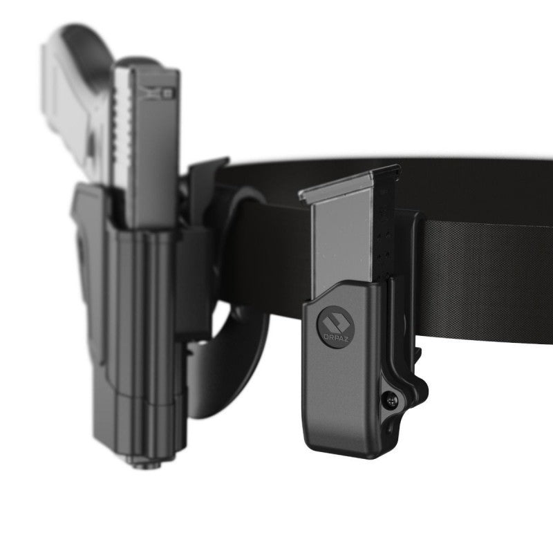 Orpaz portacaricatore singolo con due clip cintura per caricatori bifilari metallici 9 mm