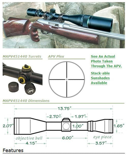 Mueller APV 4.5-14X40AO APV Plex Reticle