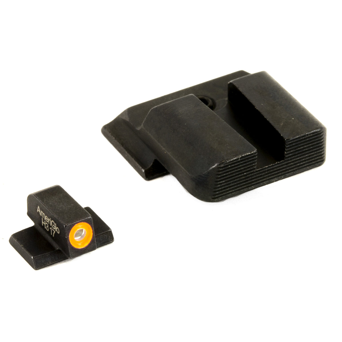 AmeriGlo Hackathorn Sight, Fits All S&W M&P  - Green Tritium Front Sight with Orange Outline Serrated Black Rear Sight