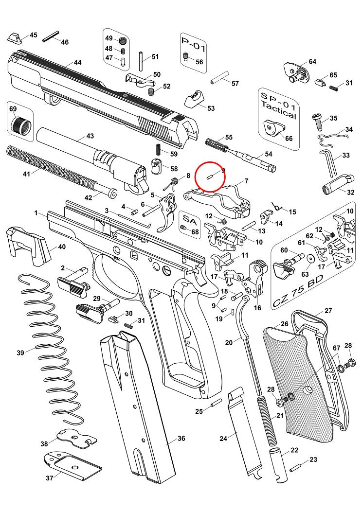 CZ Trigger and Hammer Pin - Black