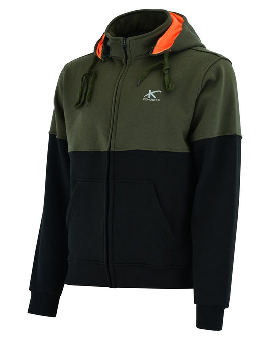 KONUSTEX - Felpa LYSEO verde nera con cappuccio - XLarge