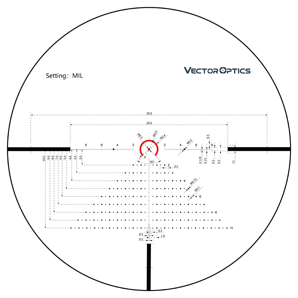 Vector Optics Constantine Riflescope 30mm Tube 1-8x24mm FFP Illuminated VOF-EHT Reticle