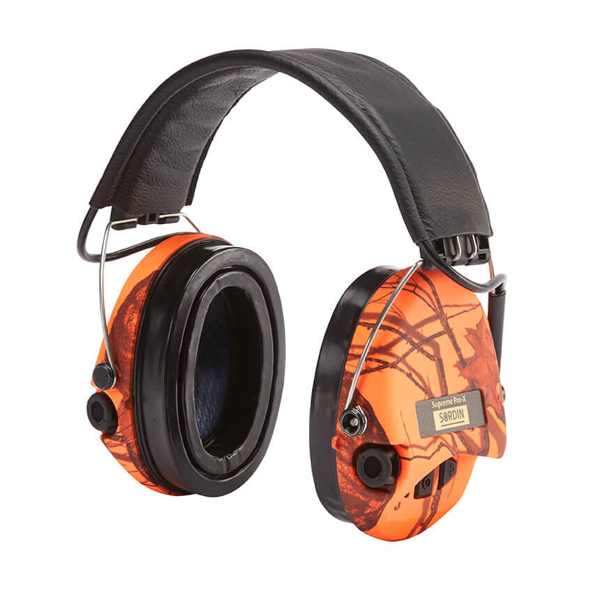 SORDIN Supreme Pro-X X-Blaze Cups with Headband Cover in Leather and LED