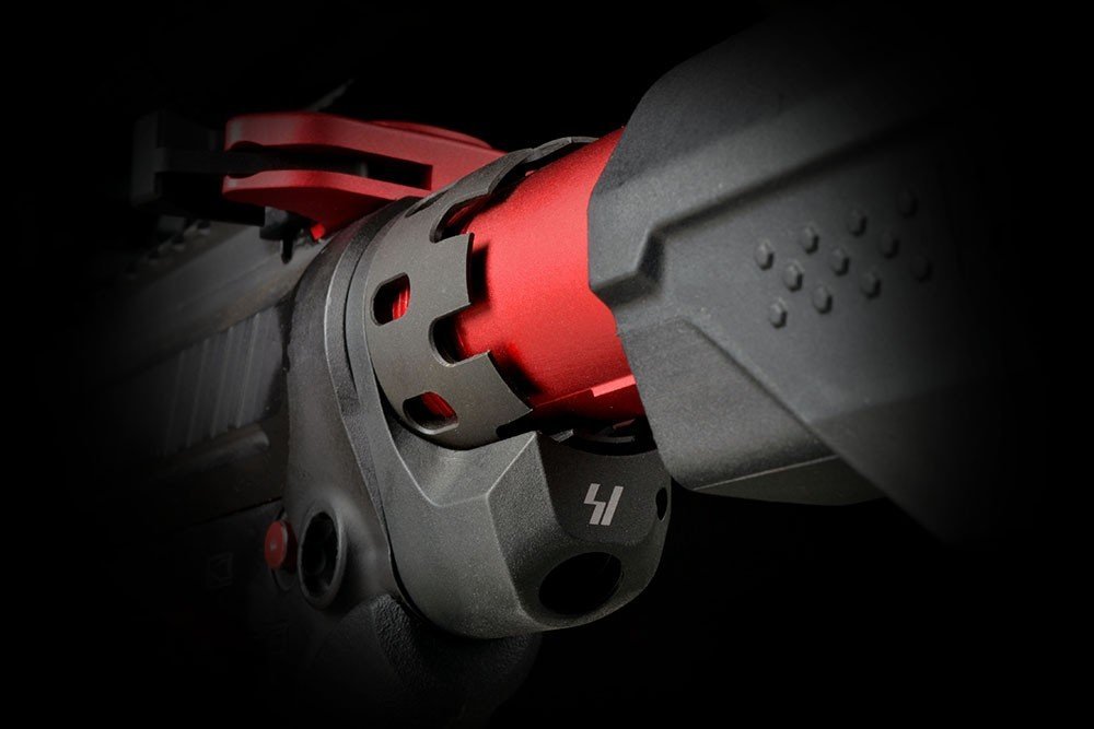 Strike Industries Enhanced Castle Nut ed Extended QD End Plate per AR-15 nero, immagine 2 di 3