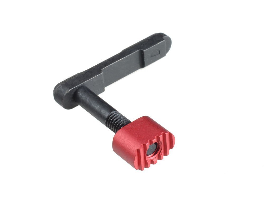 Strike Industries Enhanced Magazine Catch rosso per AR-15, dettaglio 3