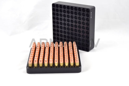 Armanov Armanov Case Gauge box 100 rnd pockets with Flip Cover .357 - Black