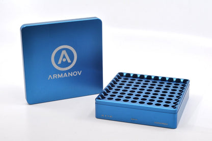 Armanov Armanov Case Gauge box 100 rnd pockets with Flip Cover 9x21 - Blue