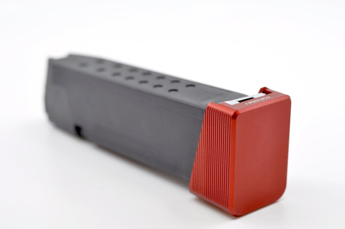 Armanov Magazine Base Pad +2 rnd for Glock V2 - Red