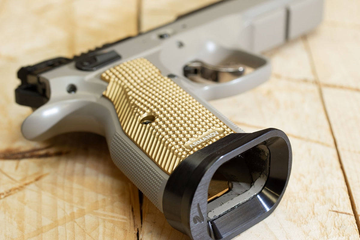 Armanov SpidErgo GEN2 Pistol Grips for CZ Shadow 2, SP01 and 75 series SHORT (For Magwell) LARGE - Gold