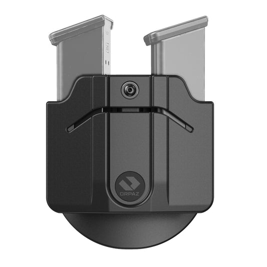 Orpaz Pistol Mag Pouch, 9mm Magazine Holder, Double Magazine, Paddle, Single Stack Polymer