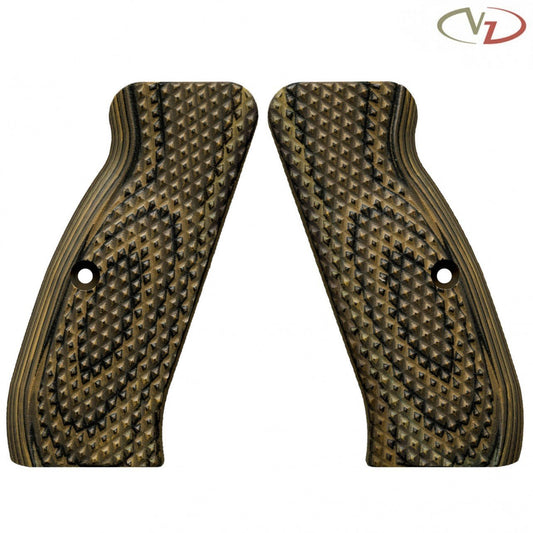 Cachas VZ Grips Diamond Back Palm Swell de G10 para CZ 75 - Hyena Brown