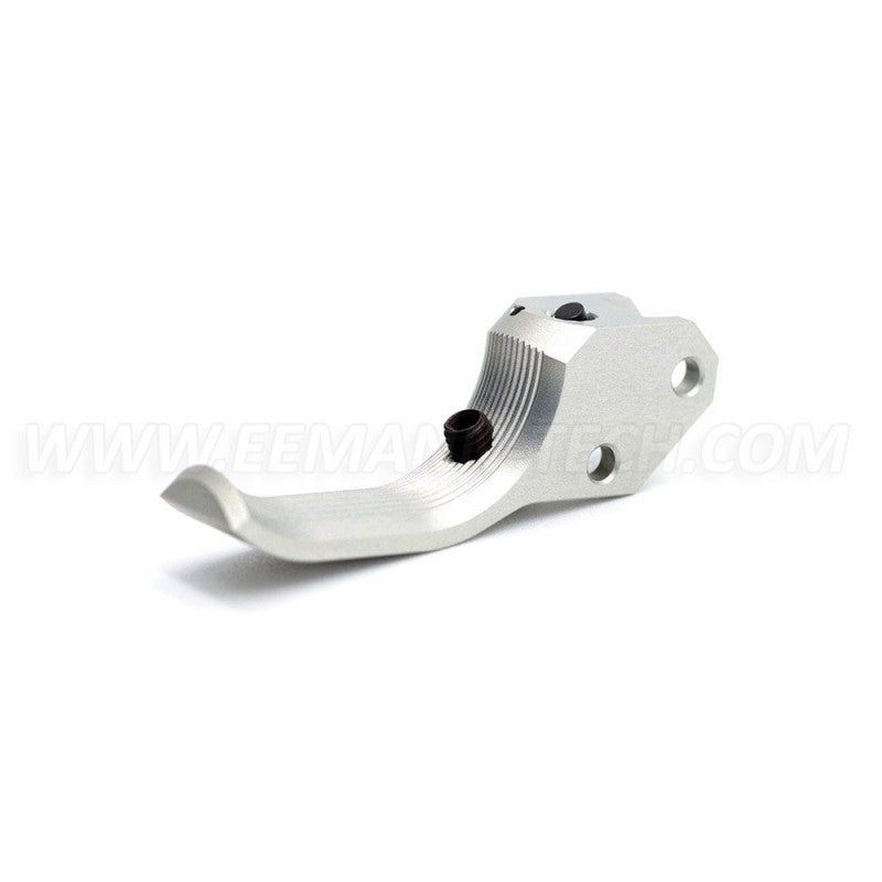 Eemann Tech Grilletto per CZ 75 arretrato per dita corte, zigrinato – Argento