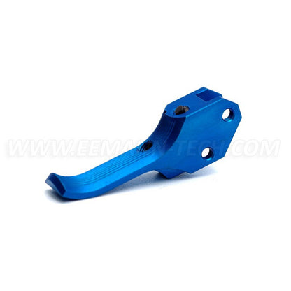 Eemann Tech Grilletto per CZ 75 extra avanzato per dita molto lunghe, zigrinato – blu