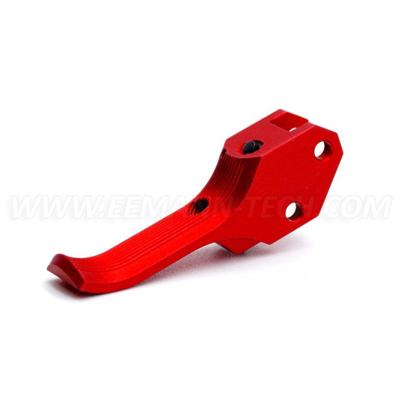 Eemann Tech Grilletto per CZ 75 extra avanzato per dita molto lunghe, zigrinato – rosso