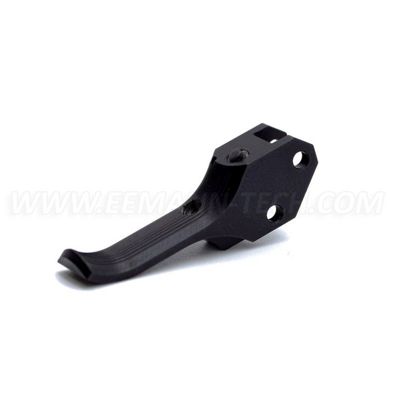 Eemann Tech Grilletto per CZ 75 extra avanzato per dita molto lunghe, zigrinato – Nero