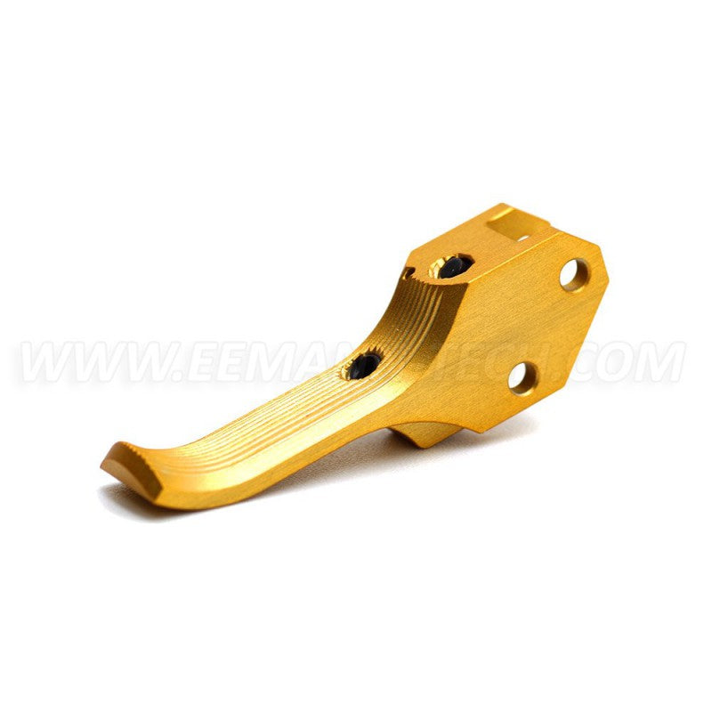 Eemann Tech Grilletto per CZ 75 extra avanzato per dita molto lunghe, zigrinato – oro