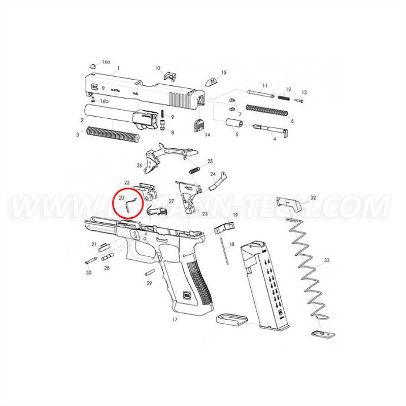 Eemann Tech Slide Lock Spring for GLOCK 19, 23, 32, 38
