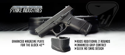 Strike Industries Enhanced Magazine Plate per Glock 42 nera, dettaglio 2