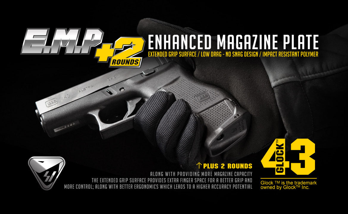 Strike Industries Enhanced Magazine Plate per Glock 43 nera, dettaglio 2
