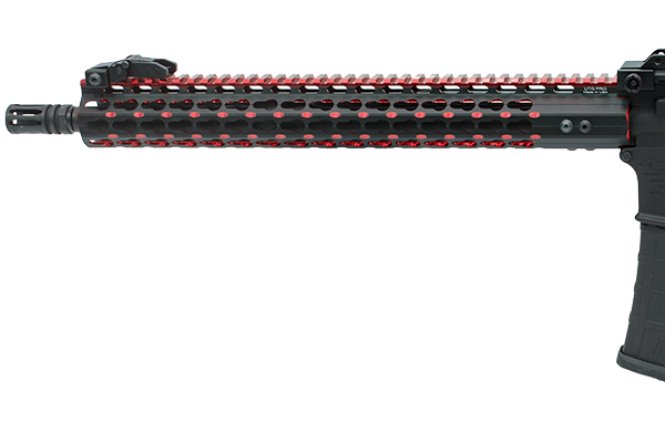 UTG PRO AR15 15" KEYMOD Super Slim Free Float Handguard - Black/Red