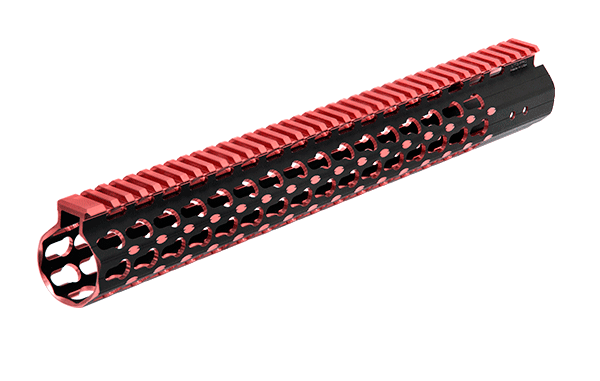 UTG PRO AR15 15" KEYMOD Super Slim Free Float Handguard - Black/Red