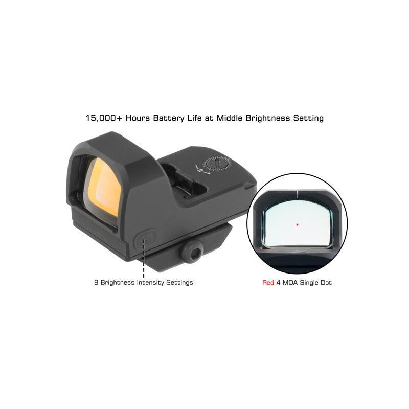 Red dot UTG OP3 Micro SL 4 MOA con footprint Docter, vista 3
