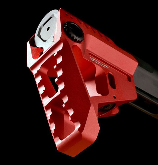 Calcio Strike Industries Pit Viper Stock rosso per AR-15