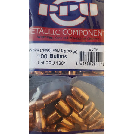 Prvi Partizan Bullets 7.65MM (.3080) 93 Grain FMJ 100pz