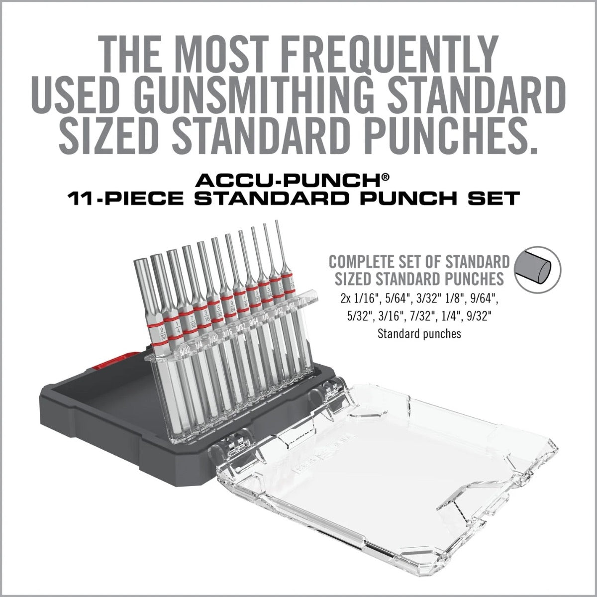Real Avid ACCU-PUNCH 11-PIECE STANDARD STEEL PIN PUNCH SET Cacciaspine Acciaio