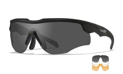 Wiley X WX ROGUE - COMM TEMPLES Matte Black with Light Rust, Smoke Grey, Clear Lenses and RX Insert
