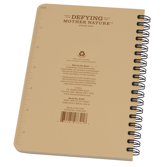 Rite In The Rain Side-Spiral Notebook - TAN