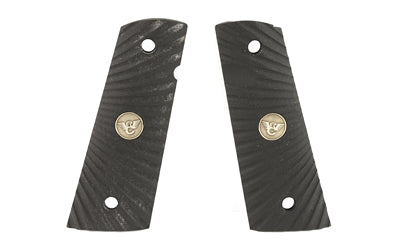 Wilson Combat, 1911 Grip, Fits Full Size, Starburst Pattern, Flat Bottom, Black G10
