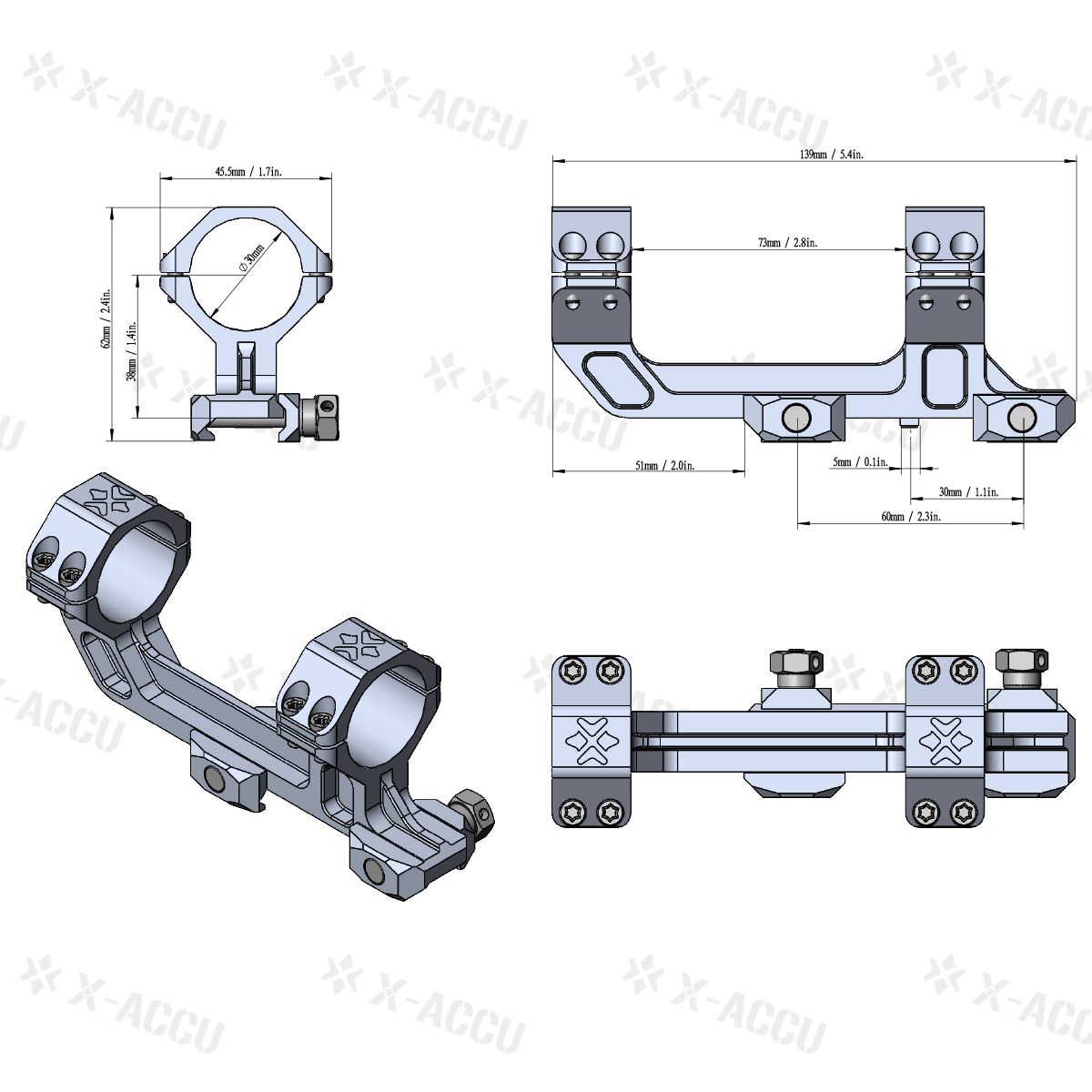 Vector Optics - 30mm 1-Piece Extended Picatinny AR Mount
