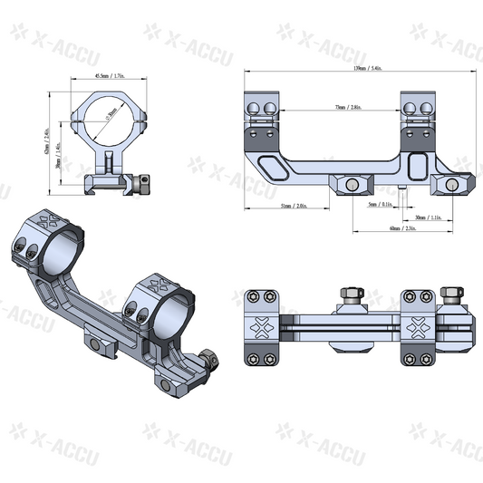 Vector Optics - 30mm 1-Piece Extended Picatinny AR Mount