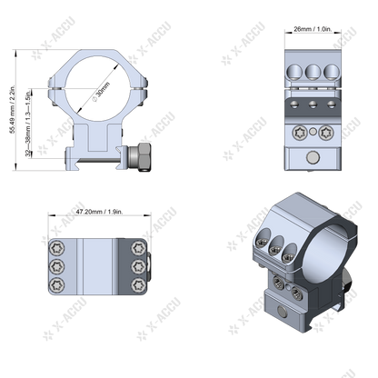 Vector Optics - X-ACCU 30mm Adjustable Elevation Picatinny Rings