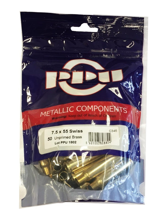 PPU Privi Partizan 7.5x55 Swiss Unprimed Brass - 50pcs
