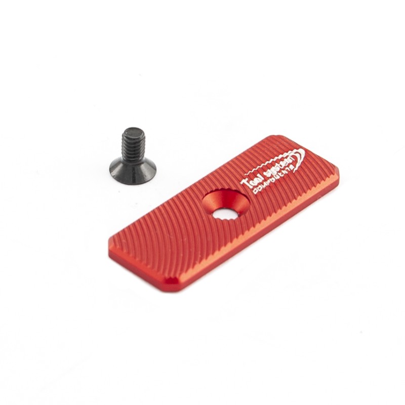 Toni System Pulsante di sgancio maggiorato 42 x 16 mm con foro centrale – Rosso